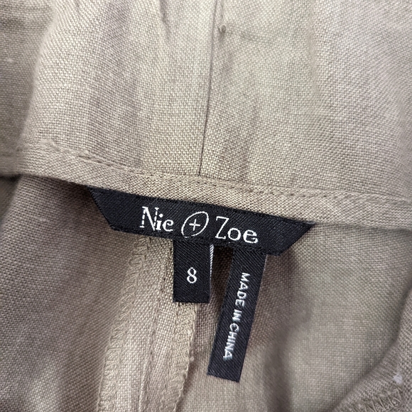 Khaki linen Capri pants - Picture 3 of 4